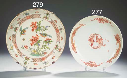 A rare Meissen porcelain 'famille verte' dish