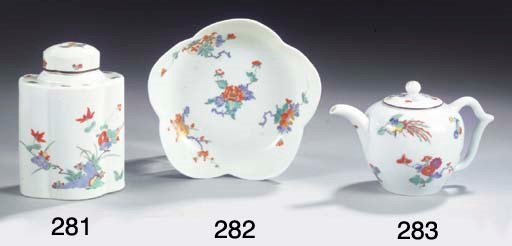 A Meissen porcelain 'Kakiemon' pentafoil chocolate cup saucer
