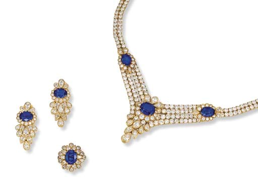 A SUITE OF SAPPHIRE AND DIAMOND JEWELLERY