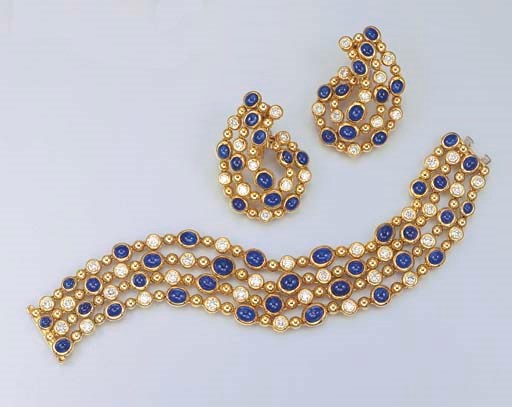 A SET OF SAPPHIRE AND DIAMOND JEWELLERY, BY ADLER