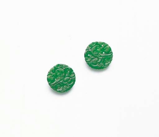 A PAIR OF JADEITE DISCS