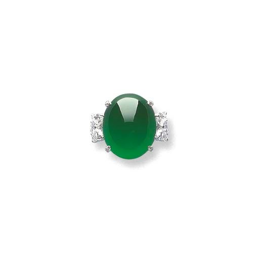 A MAGNIFICENT JADEITE AND DIAMOND RING