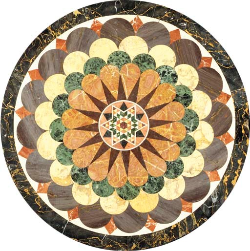 PLATEAU EN MARQUETERIE DE MARBRES POLYCHROMES