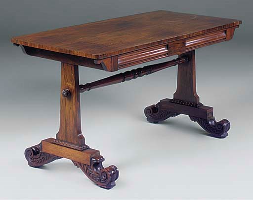 A REGENCY ROSEWOOD LIBRARY TABLE