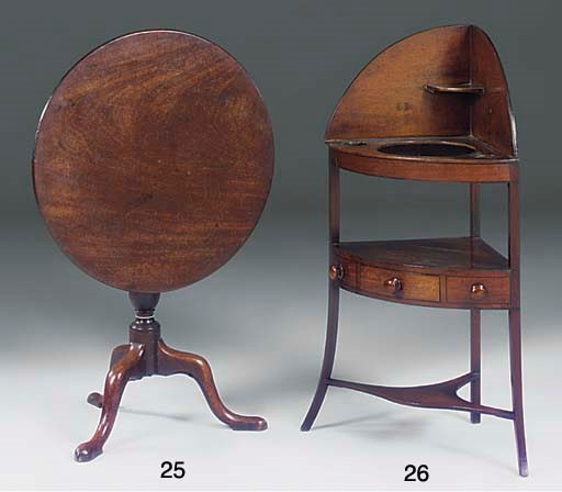 A mahogany corner bowfronted washstand