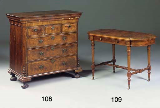 A walnut and crossbanded chest of drawers