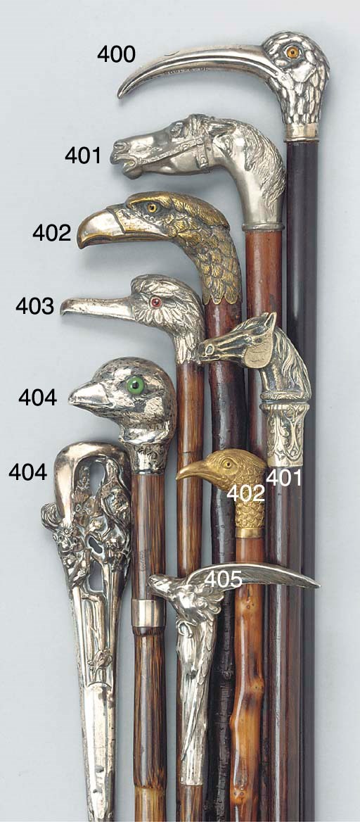 A silver mounted ebony walking stick
