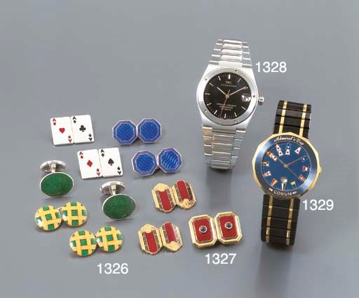CORUM. A BLUED STEEL AND GOLD WRISTWATCH WITH SWEEP CENTRE SECONDS, DATE AND BRACELET