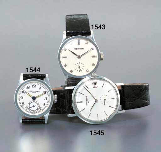 PATEK PHILIPPE. A FINE AND RARE PLATINUM AND DIAMOND-SET WRISTWATCH