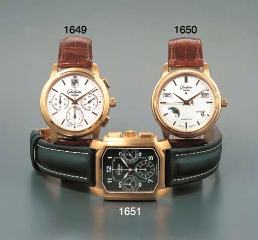 GLASHUTTE ORIGINAL. A LIMITED EDITION 18K PINK GOLD SELF-WINDING RECTANGULAR CHRONOGRAPH WRISTWATCH