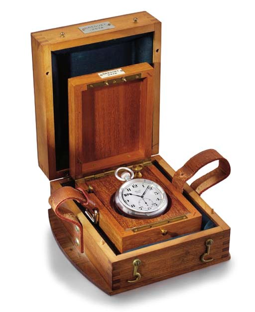 Breguet. A very fine and rare silver openface antimagnetic deck watch with Besançon Observatory Bulletin de Première Classe
