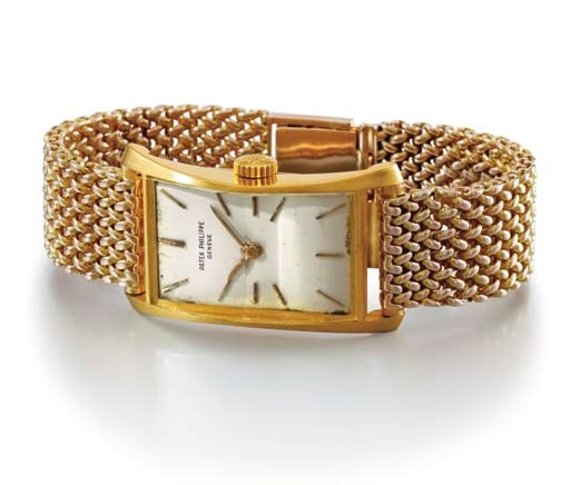 Patek Philippe. A fine and rare 18K gold rectangular-shaped wristwatch