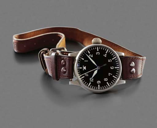 Lange & Söhne. A large aluminium aviator's wristwatch with sweep centre seconds