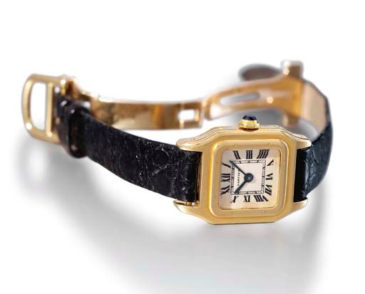 Cartier. An 18K gold square wristwatch