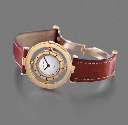 Cartier. A fine and unusual 18K gold Helm wristwatch