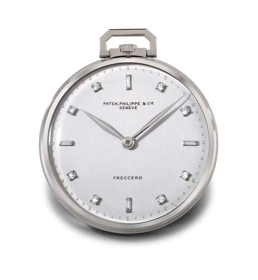 Patek Philippe. A fine platinum and diamond-set openface keyless lever dress watch