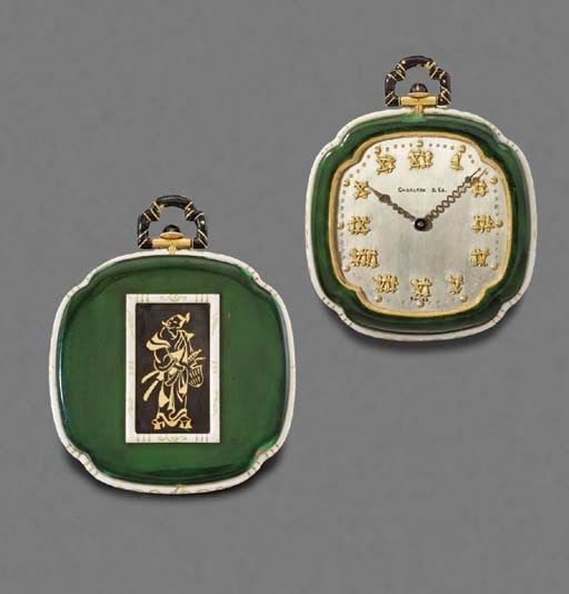 Vacheron Constantin. A fine and unusual 18K gold and enamel openface keyless lever pendant watch