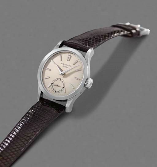 Patek Philippe. A very fine and rare 18K white gold waterproof wristwatch