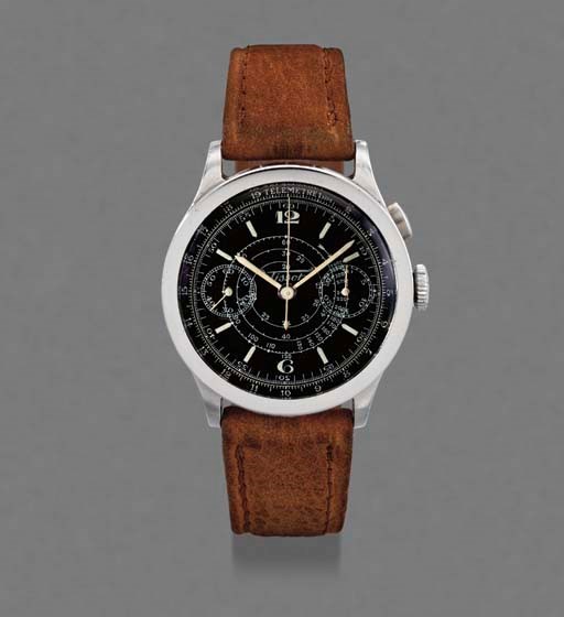 Tissot. A large stainless steel single button chronograph wristwatch with black dial