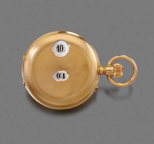 IWC. An unusual 18K gold half hunter case Jump Hour keyless lever watch