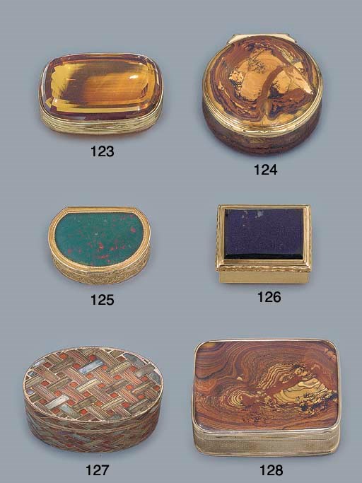 A REGENCY GOLD-MOUNTED SMOKY-QUARTZ SNUFF-BOX