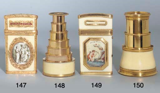 A FRENCH SILVER-GILT PLATED AND IVORY TELESCOPE