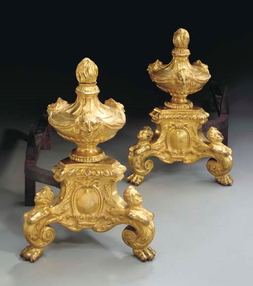 A PAIR OF REGENCE ORMOLU CHENETS