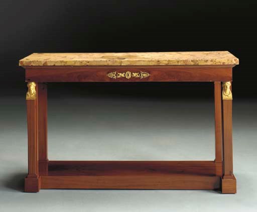 AN EMPIRE ORMOLU-MOUNTED MAHOGANY CONSOLE