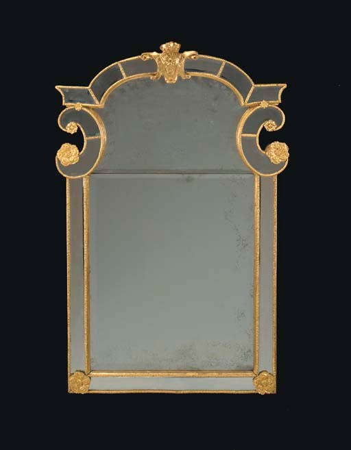 A SWEDISH GILT-LEAD AND GILTWOOD MIRROR