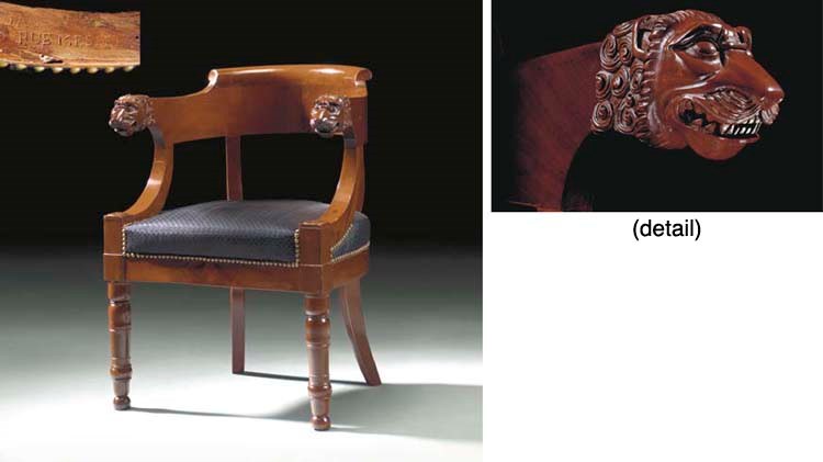 A CONSULAT MAHOGANY FAUTEUIL DE BUREAU