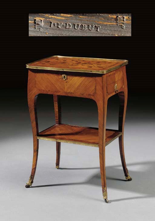 A LOUIS XV ORMOLU-MOUNTED TULIPWOOD AND KINGWOOD BOIS-DE-BOUT MARQUETRY TABLE EN CHIFFONIERE