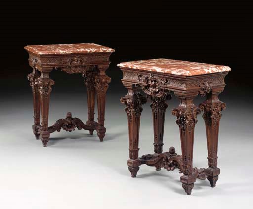A PAIR OF LOUIS XIV OAK CONSOLE TABLES