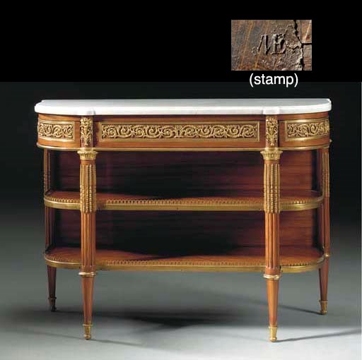 A LOUIS XVI ORMOLU-MOUNTED TULIPWOOD CONSOLE DESSERTE