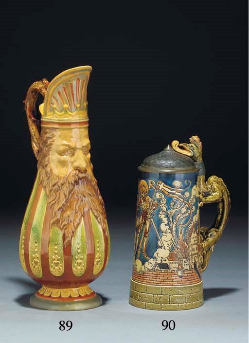 A German majolica mask-jug