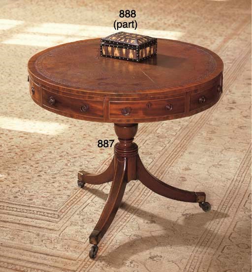 AN ENGLISH MAHOGANY DRUM TABLE