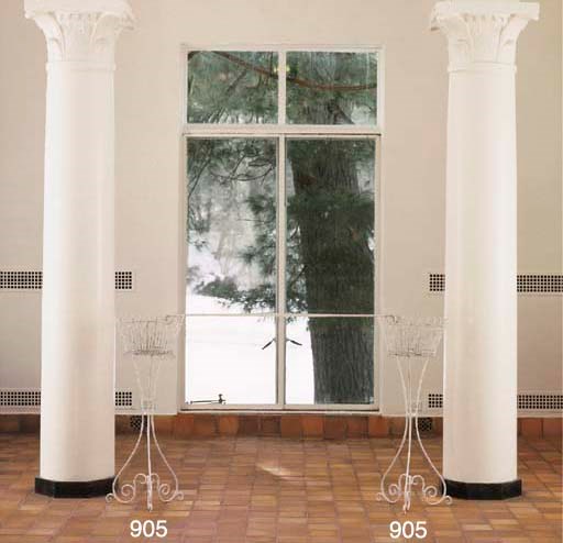 A PAIR OF WHITE-PAINTED PLANT STANDS