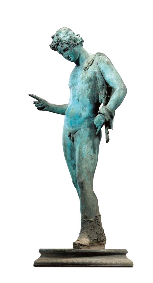 AN ITALIAN PATINATED-BRONZE FIGURE OF NARCISSUS