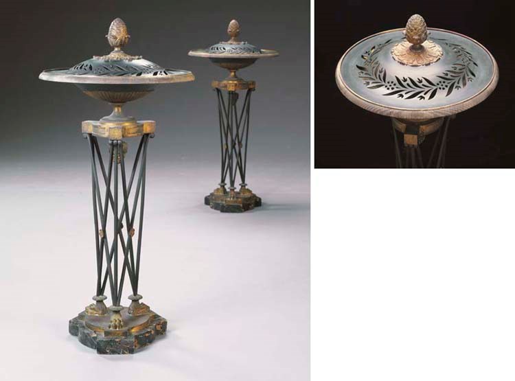 A PAIR OF FRENCH ORMOLU AND PATINATED-BRONZE ATHENIENNES