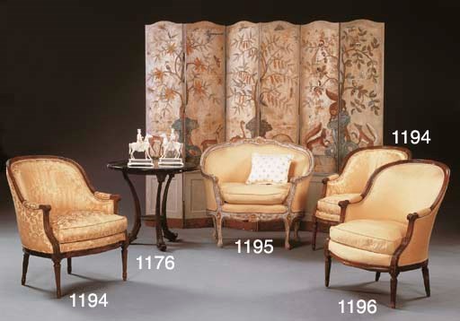 AN ITALIAN WHITE-PAINTED AND PARCEL-GILT MARQUISE