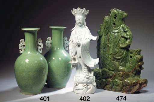 A large blanc-de-chine Guanyin