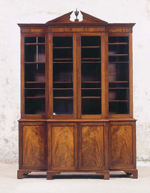 A VICTORIAN MAHOGANY BREAKFRONT BOOKCASE
