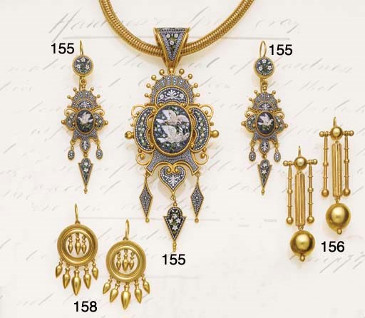 A pair of 19th century gold earpendants,