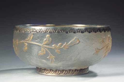 A SILVER MOUNTED CAMEO GLASS BOWL