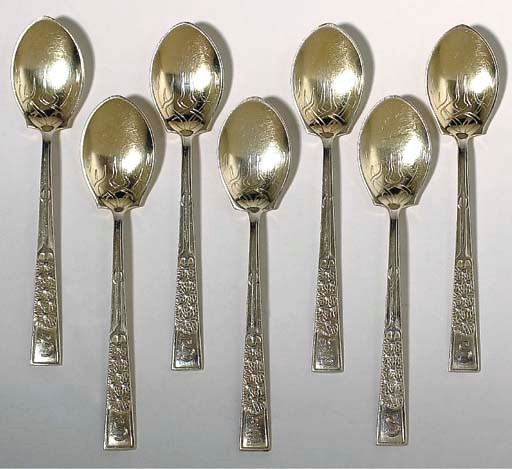 (6)  SIX SILVER DESSERT SPOONS