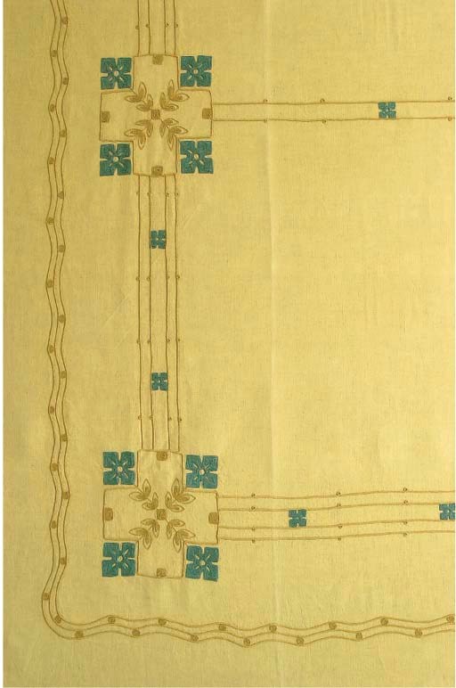 A YELLOW LINNEN TABLECLOTH