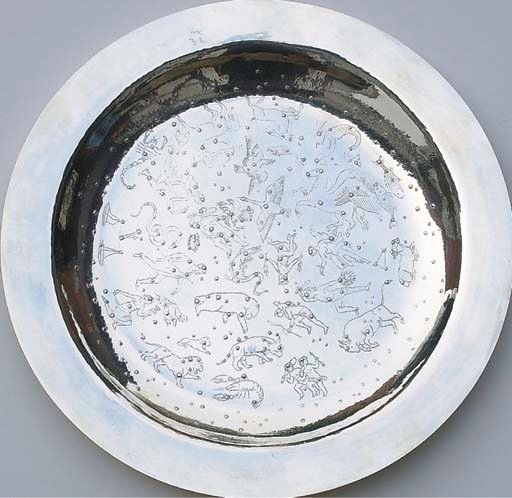 A German silver zodiac dish