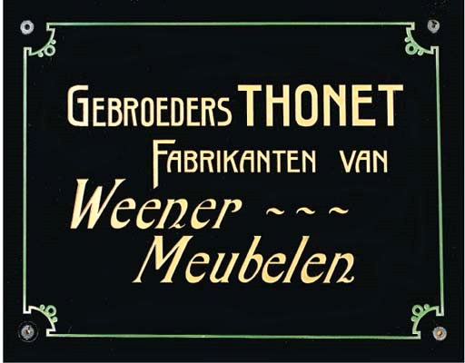 A black glass nameplate