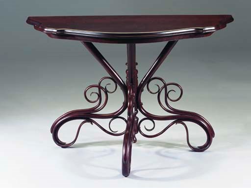 Trumeautisch Nr. 4, a mahogany and bentwood table
