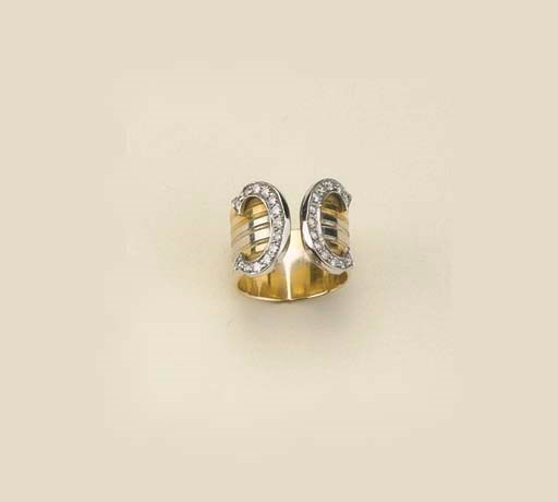 ANELLO IN ORO A TRE COLORI E DIAMANTI, FIRMATO CARTIER