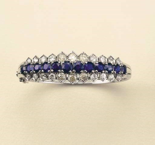 Bracciale in platino con zaffiri e brillanti